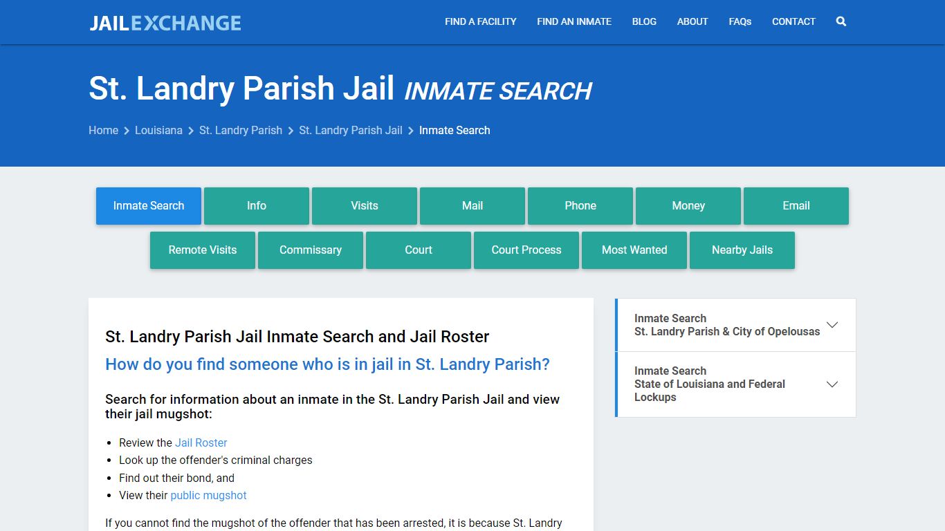 Inmate Search: Roster & Mugshots - St. Landry Parish Jail, LA